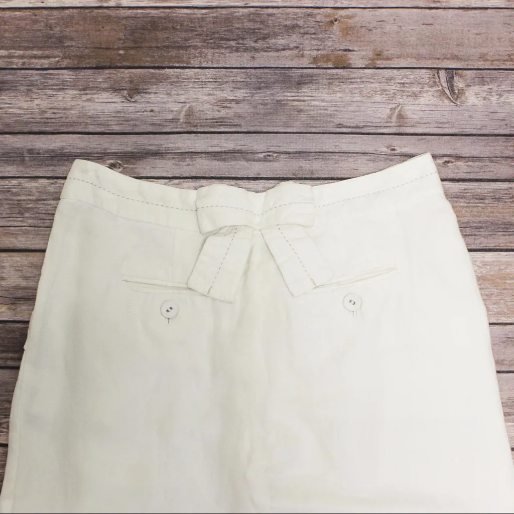 Esley Ivory Linen Blend Trousers Ruffle Bow Pants - Image 4