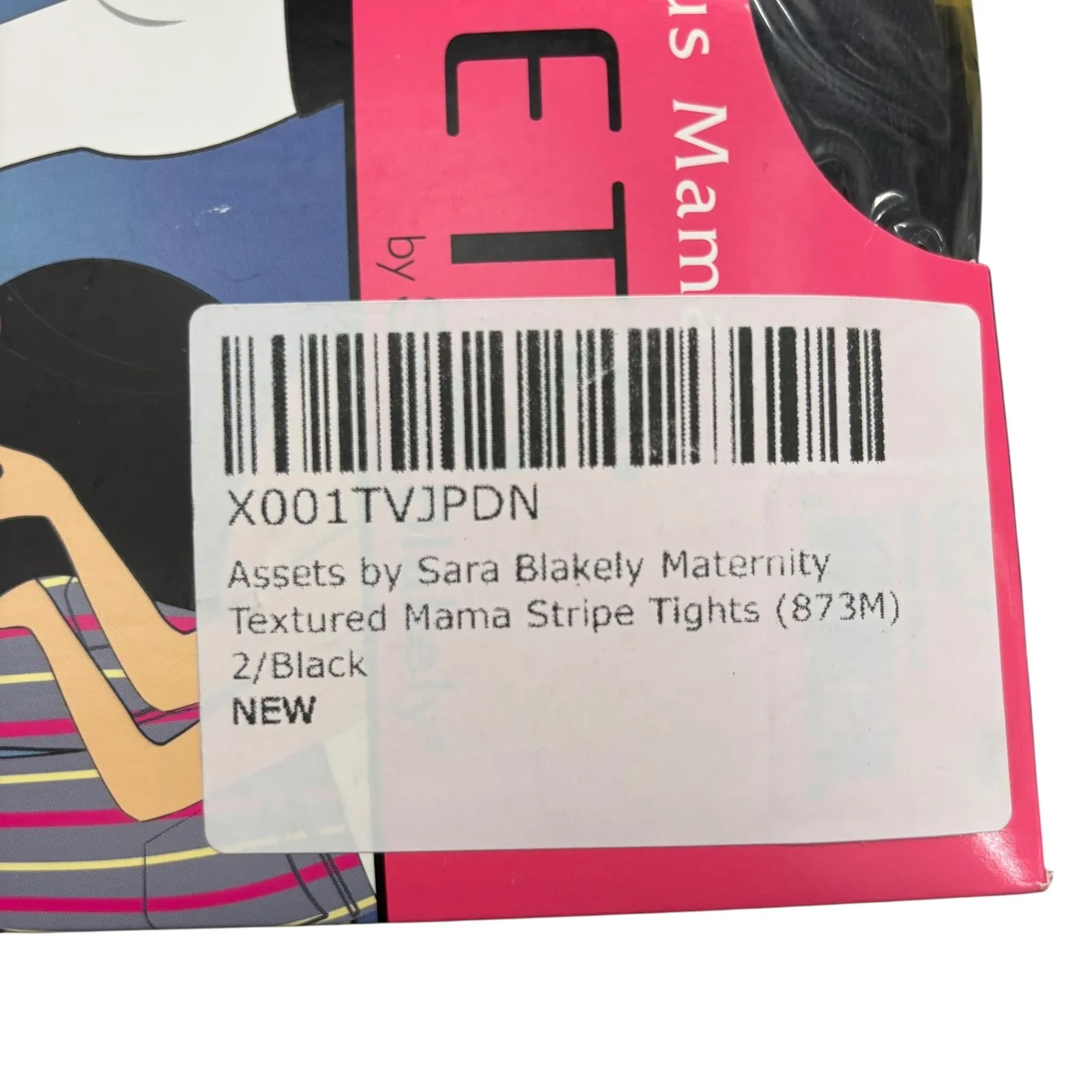 Assets by Sara Blakely Maternity Opaque‎ Stripe Tights Pregnancy Panel Sz 2 Black - Image 3