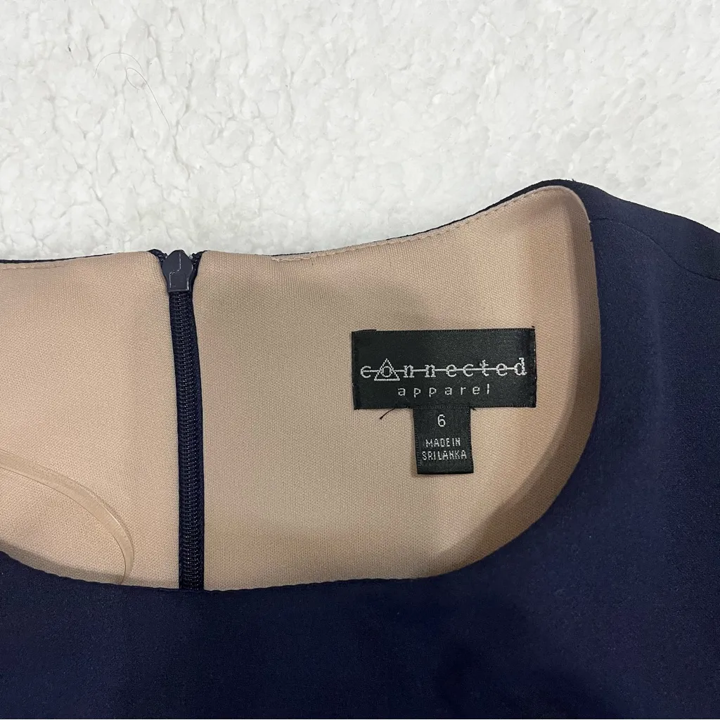 Connected Apparel Women's Dress Sz 6 Blue 3/4 Bell Sleeve Sheath Casual Cocktail - Image 3