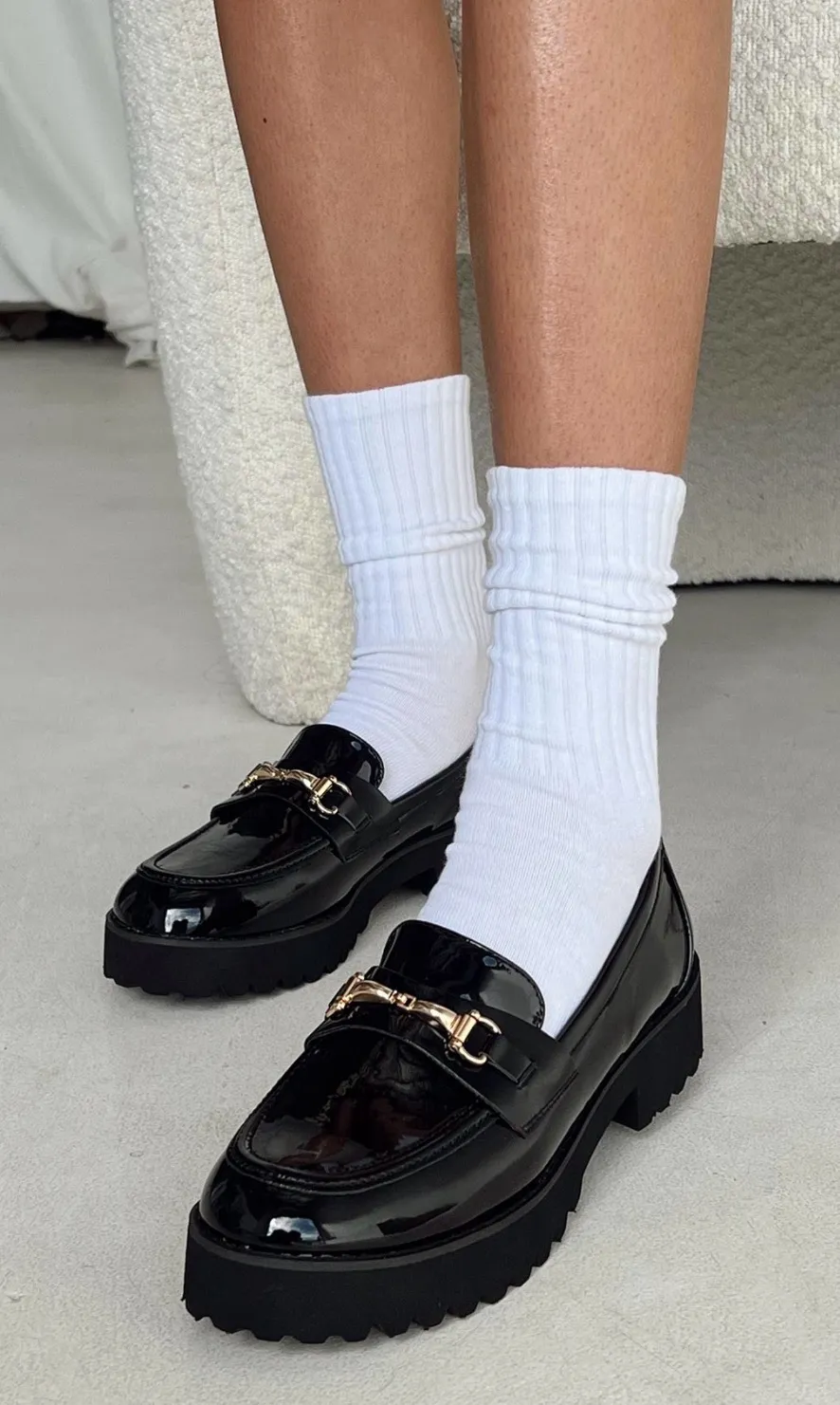 Black Loafers Princess Polly 8 Capri - Image 2