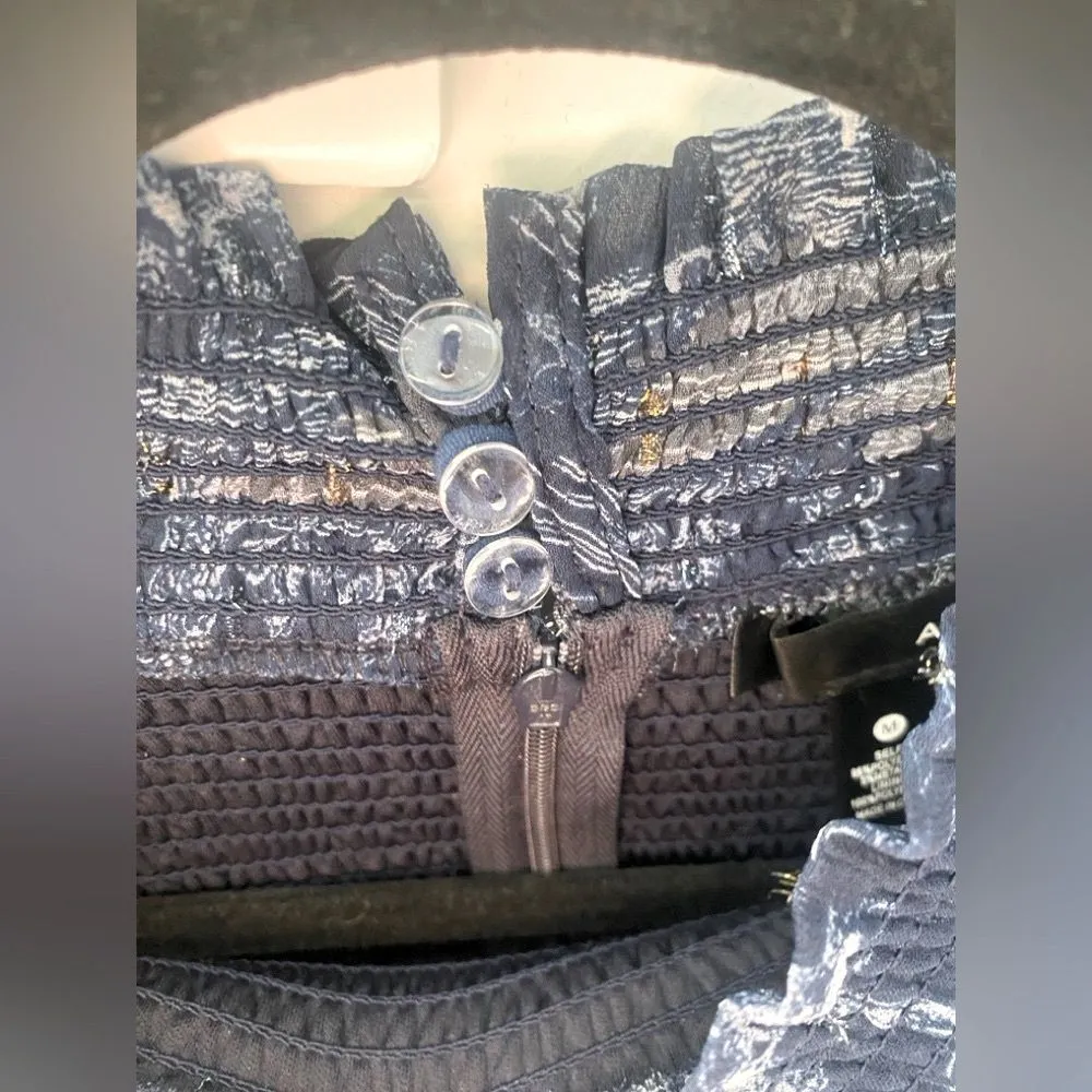 AQUA Smocked Mock Neck Mini Dress Blue Women’s M Tiered Ruffle Fairy Whimsigoth - Image 9