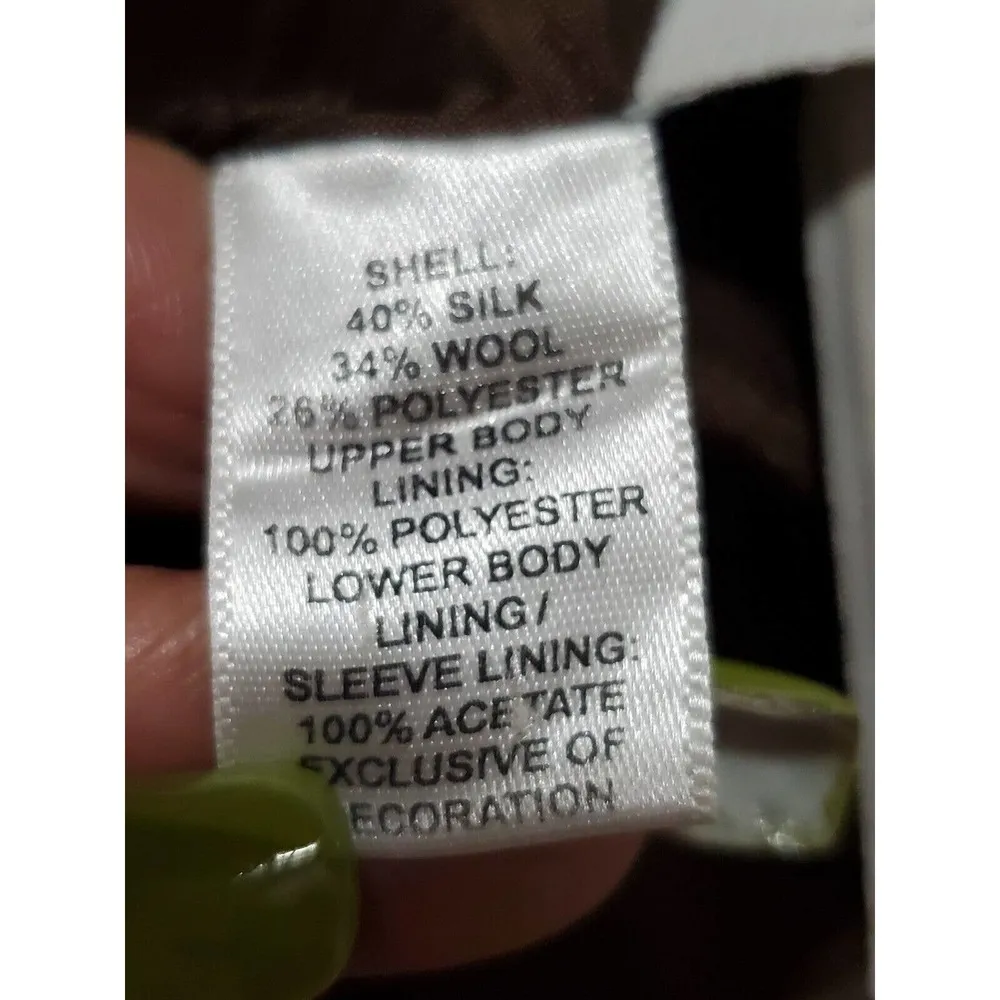 Ann Taylor Women's Gray Silk Single Breasted Long Sleeve Three Buttons Blazer 8 - Image 11