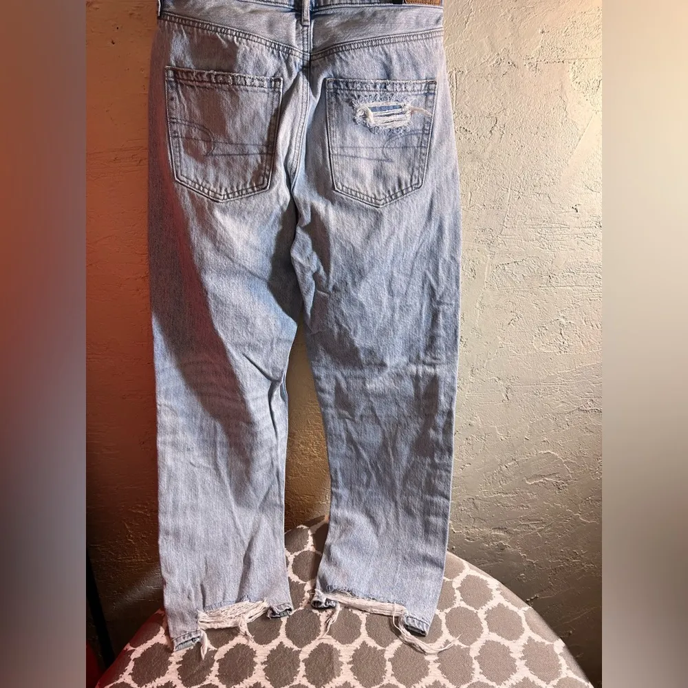 American Eagle highest rise 90s boyfriend Embroidered Butterfly Light Blue Jeans - Image 9