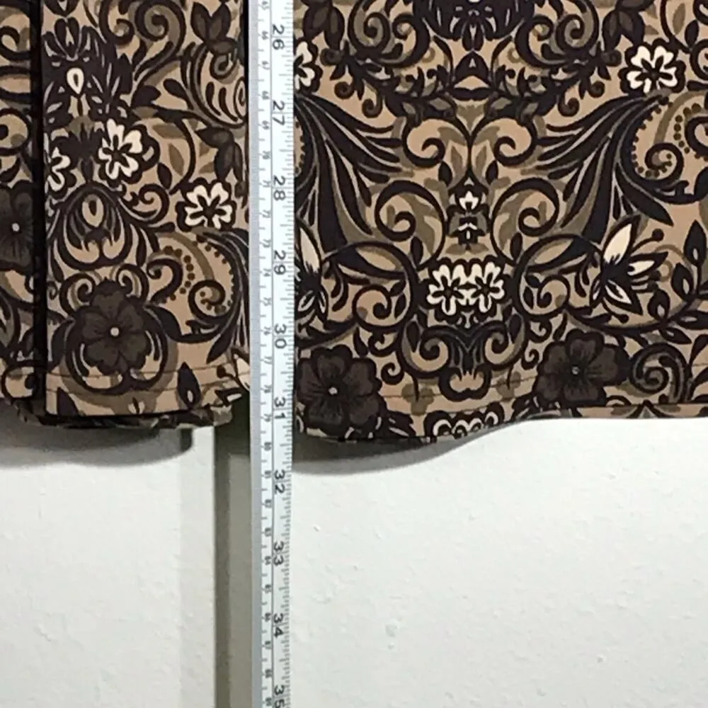 STUDIO I Two Piece Skirt Set Brown Floral Size 10 - Image 7