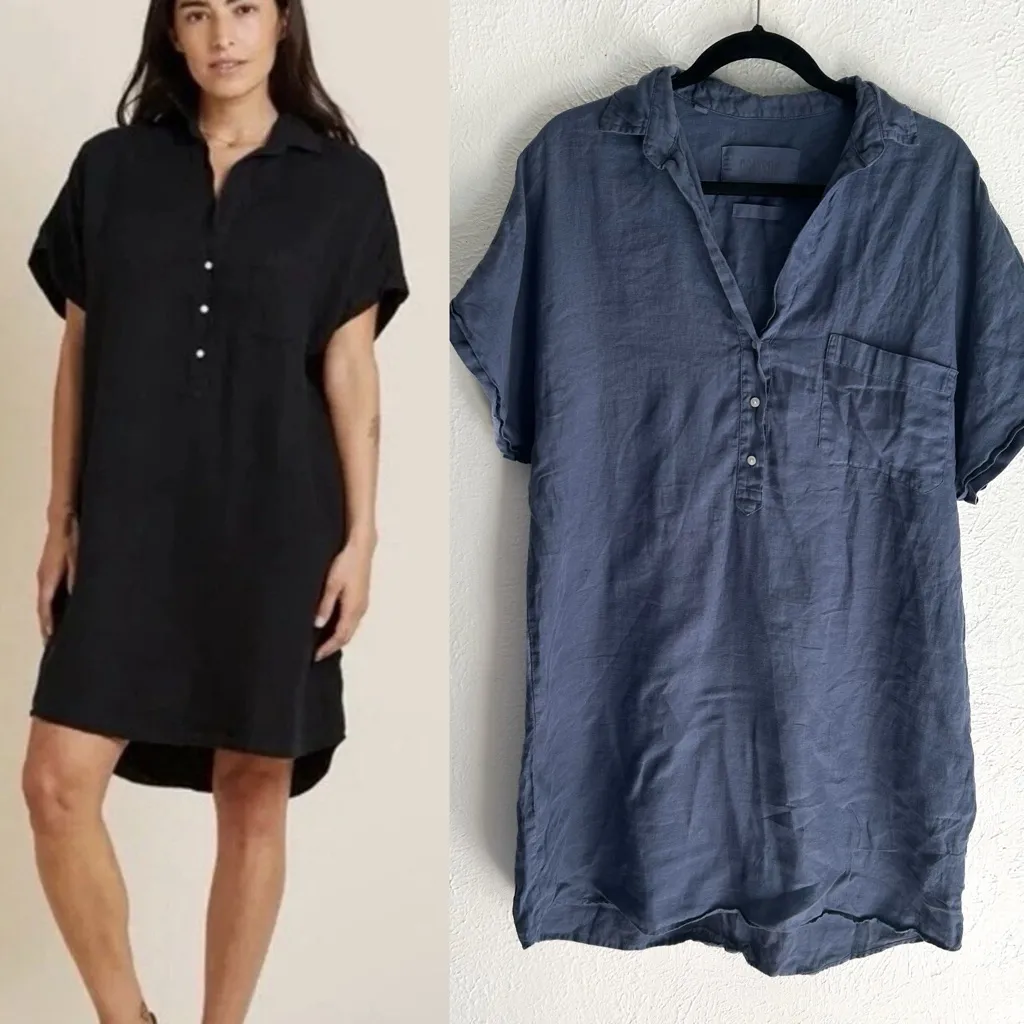 Grayson The Artist Short Sleeve Linen Dress Slate Blue Sz 4 Large - Image 2