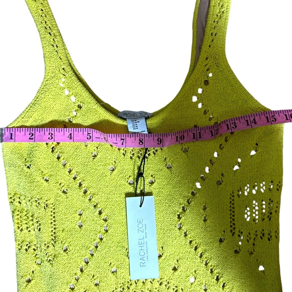 Rachel Zoe Women's Tan  Lined  Crochet Knit Neon Sleeveless Dress Sz M - Image 3