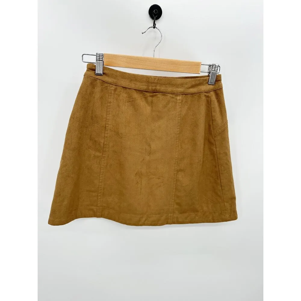 Abecrombie & Fitch Women Mini Faux Suede Skirt Size 0 Festival Boho Western - Image 2