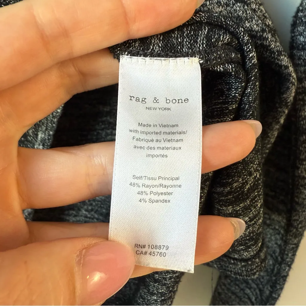 Rag & Bone Hudson Dolman Long Sleeve Top Marled Black XS - Image 6