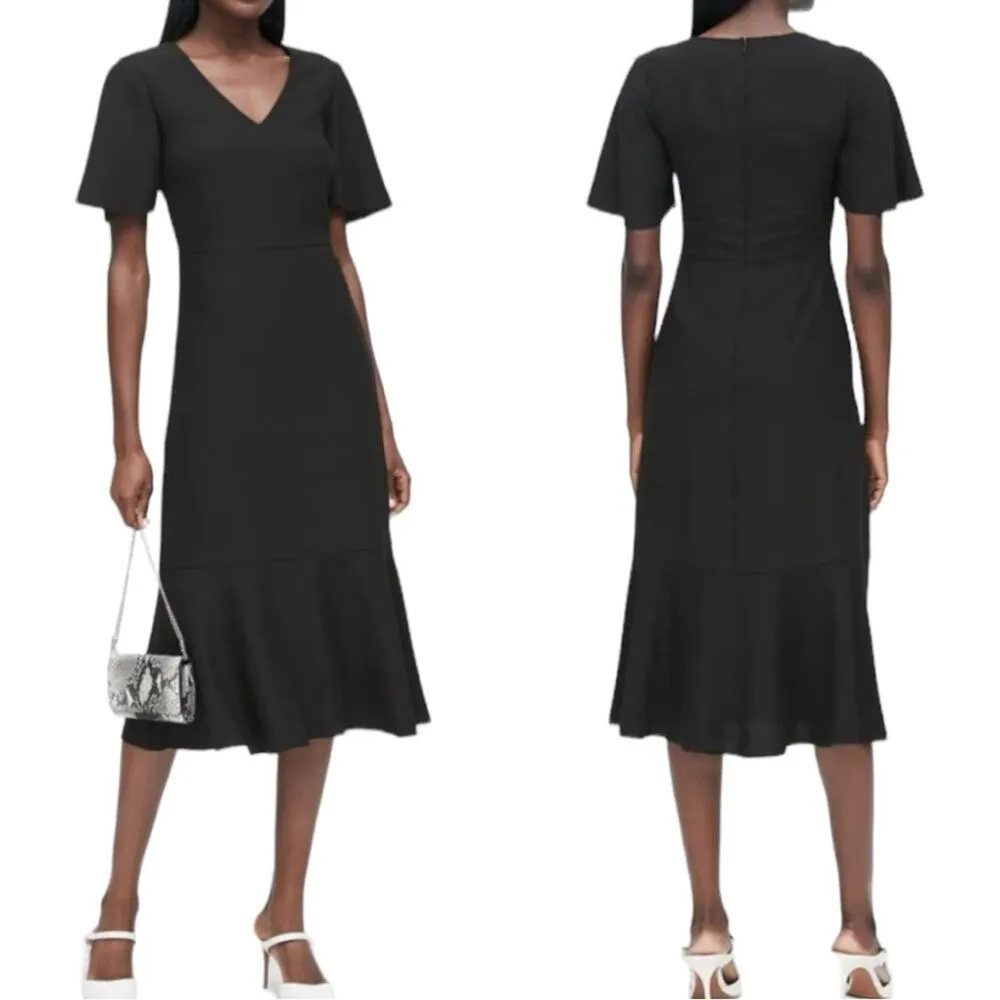 Banana Republic Midi A-line Dress V-neck Flutter Sleeves Flounce New Women’s 0 - Image 13