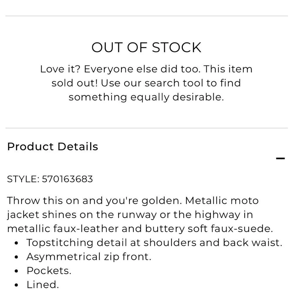 Chico’s Champagne Gold Metallic Moto Motorcycle Jacket Sz 0 - Image 5