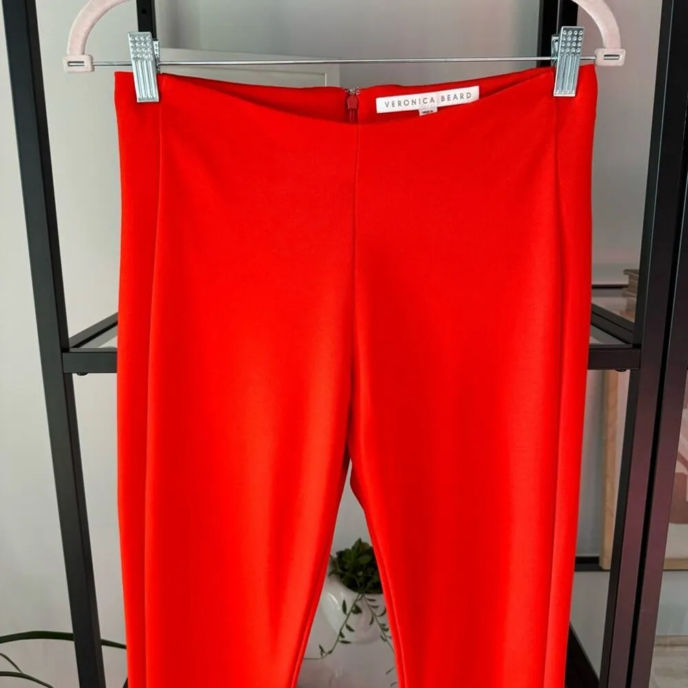 Veronica Beard Bright Red High Rise Slim Leg Back Zip Stretchy Cropped Pants 4 - Image 2