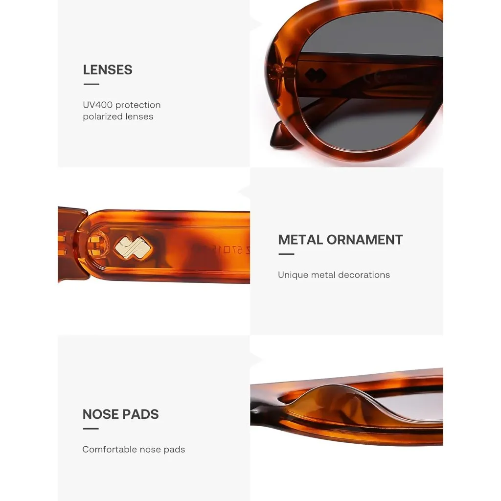 Women's Orange Tortoise/Grey Men Retro Vintage 70s Style UV Protection - Image 4