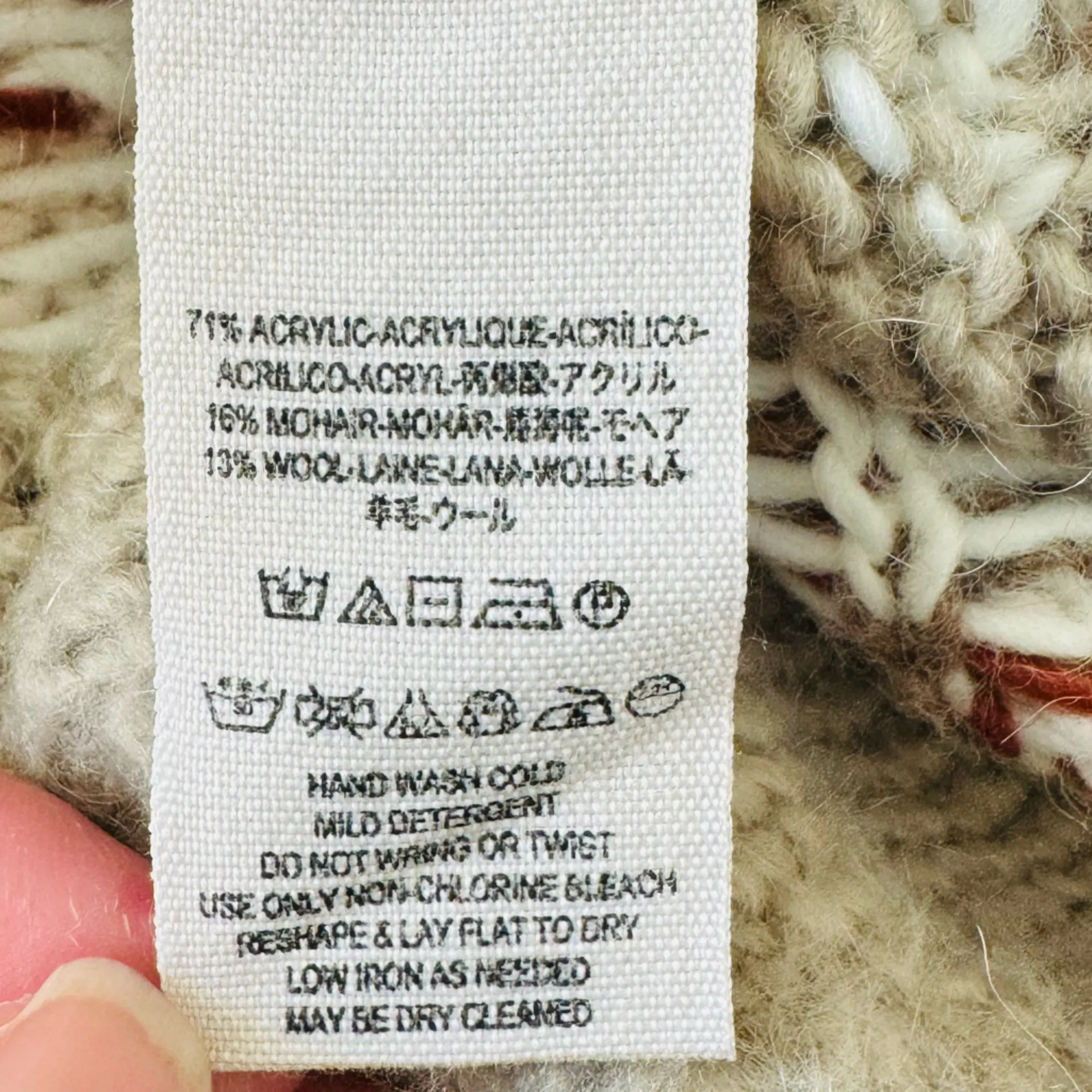 Free People Frosted Fairisle Cardigan in Natural Combo Mohair Wool Blend Large - Image 15