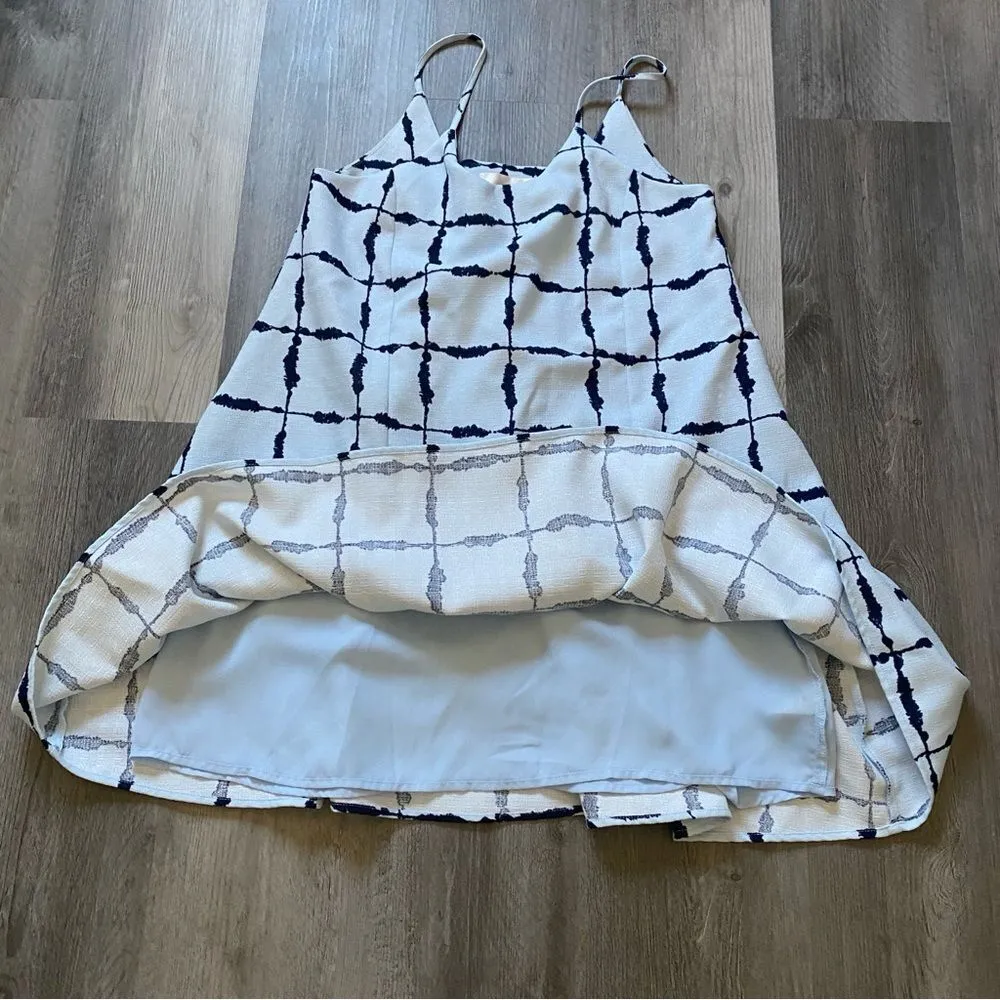 J.O.A Babydoll Ruffle Dress Corset Lace Up Back Medium Blue - Image 5