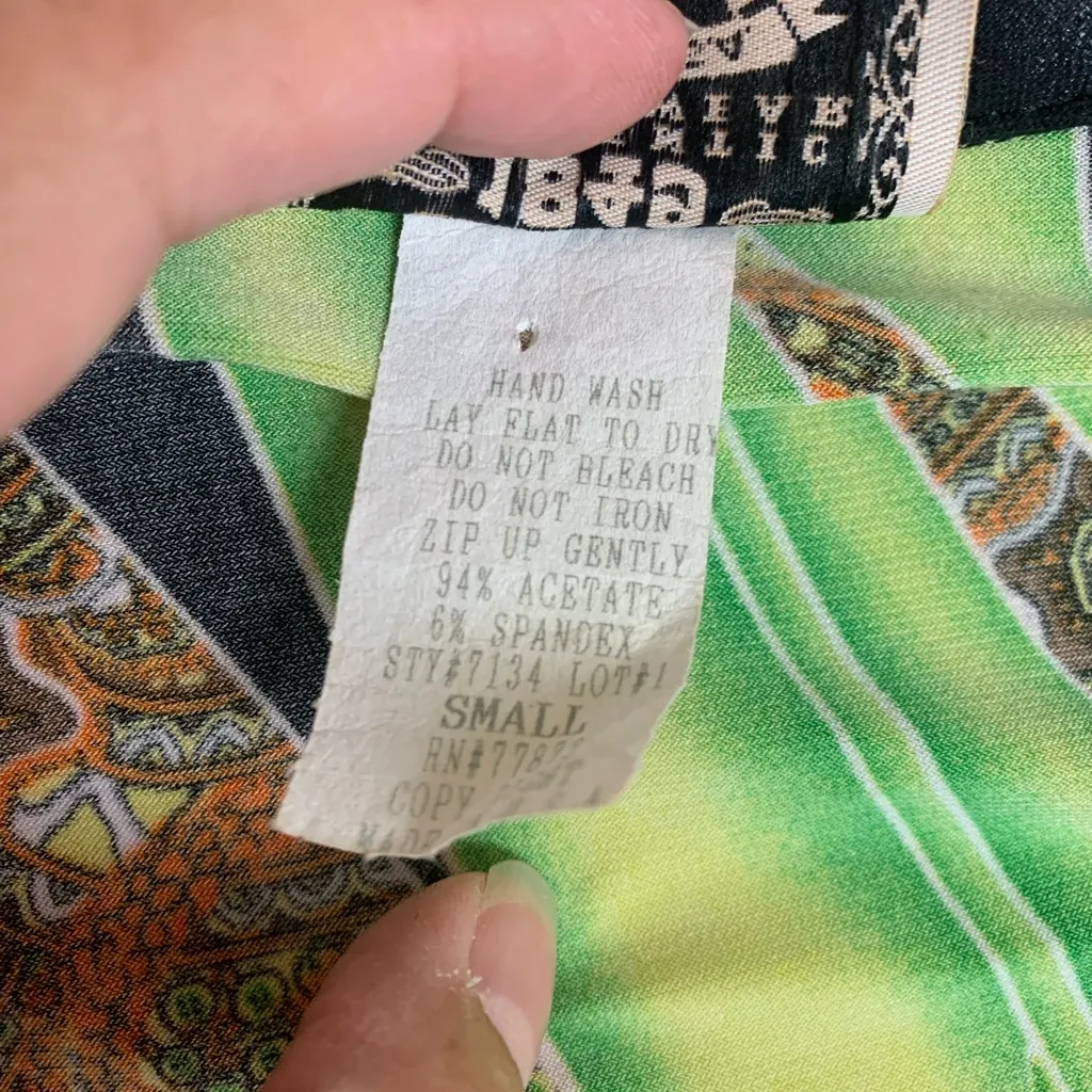 1849 Authentic Ranchwear size small show riding long sleeve shirt green black us - Image 4