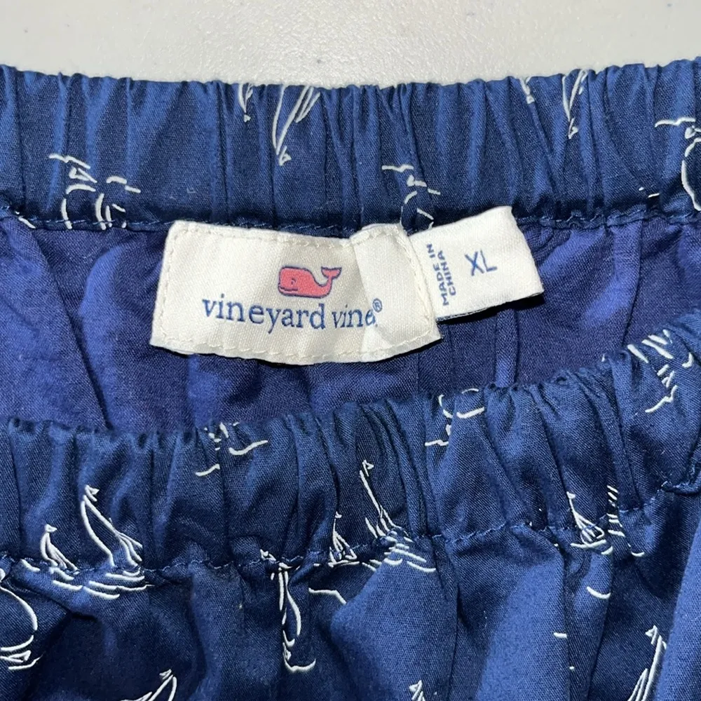 Vineyard Vines XL Blue White Sailboat Print Off Shoulder One Piece Shorts Romper - Image 5