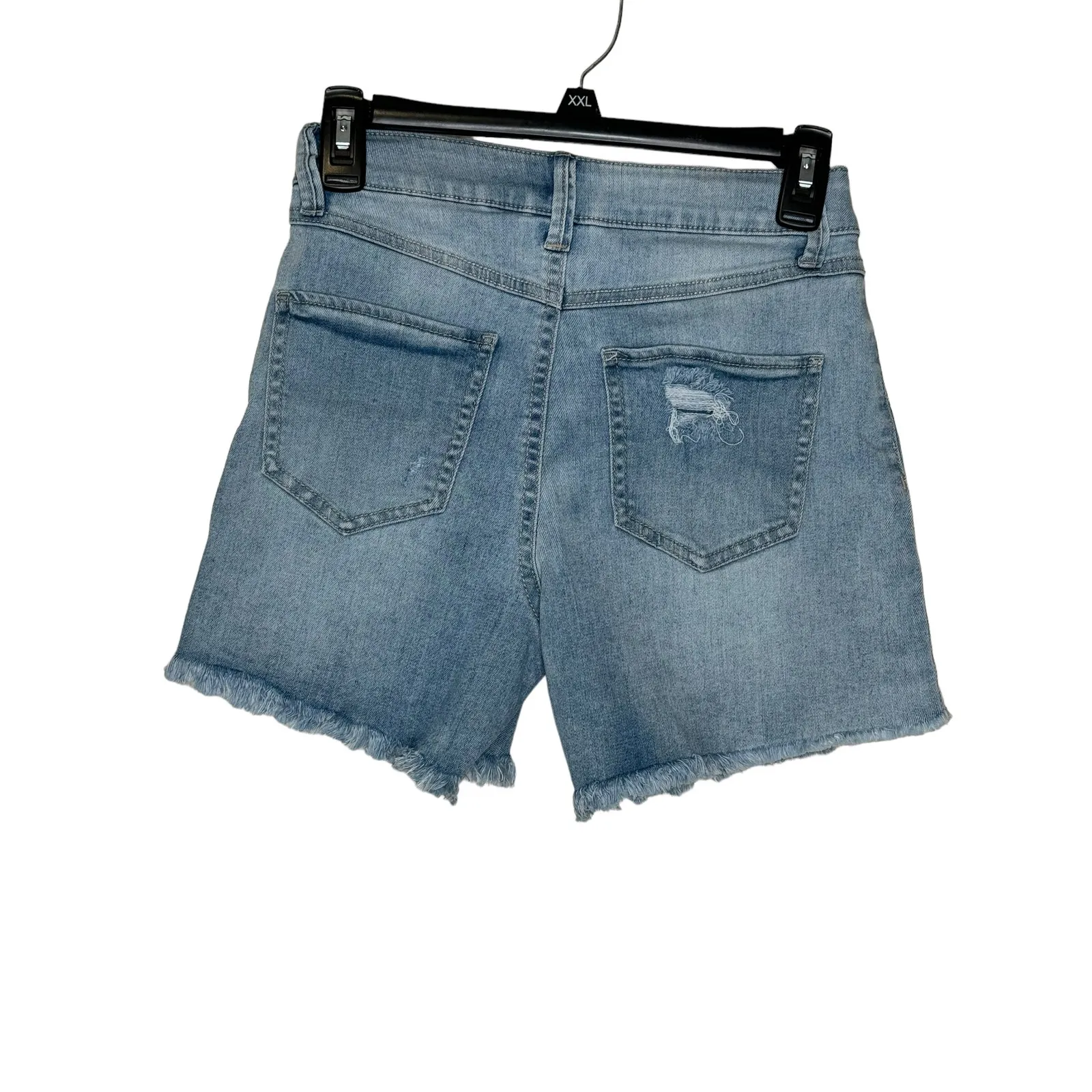 Rewash Women's Shorts Vintage Reunion Bermuda‎ Distressed Raw Hem Denim 1/25 - Image 7
