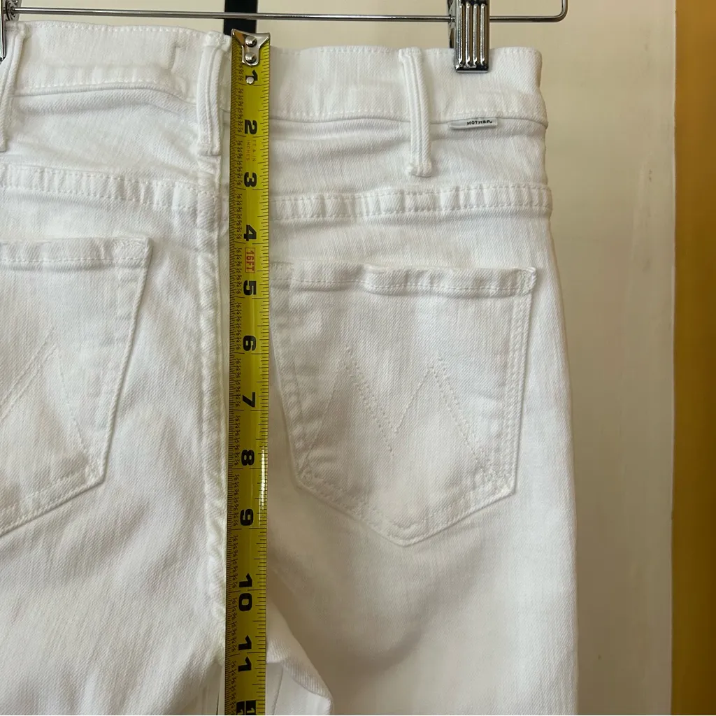 MOTHER Hustler Ankle Fray Bootcut Jeans Flare White Denim Raw Hem $228 NEW Sz 24 - Image 12