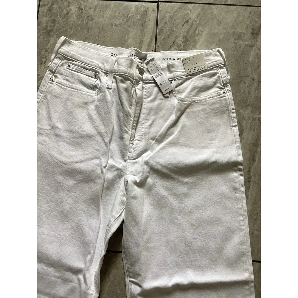 J. Crew Flawed Slim Wide Leg Jeans White 30 High Rise - Image 2