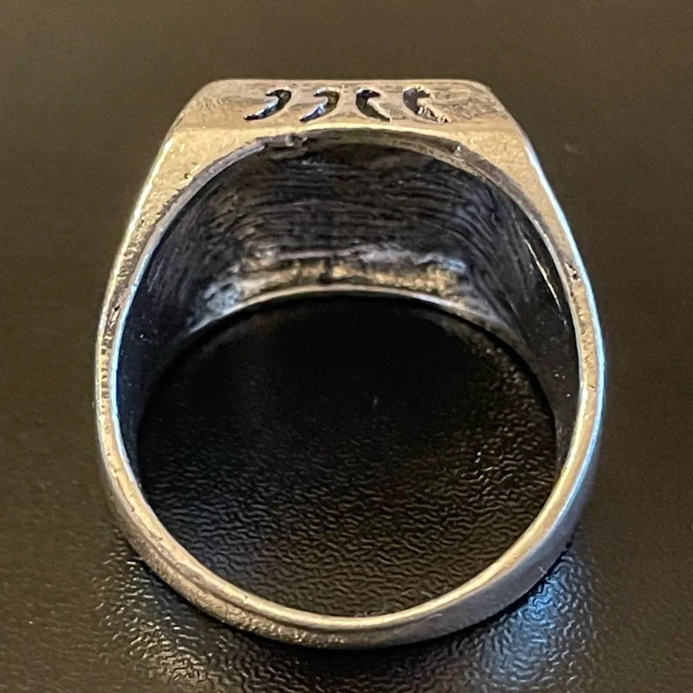 Natural black obsidian S925 silver ring size 11 - Image 4