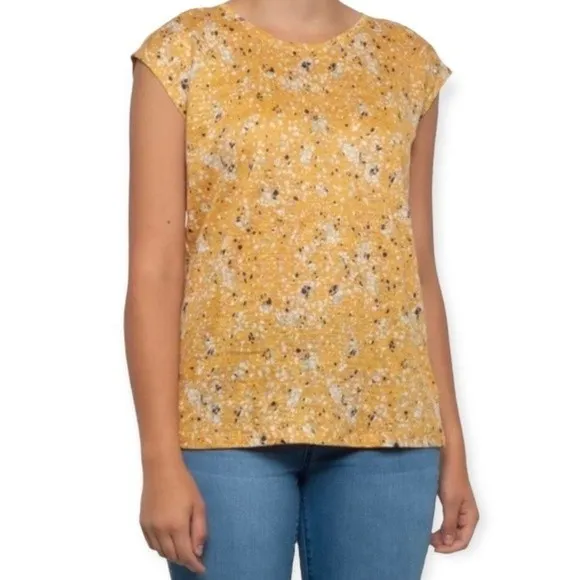 Rachel Zoe Scoop Neck Short Sleeve All Day Print Linen Top - Image 21