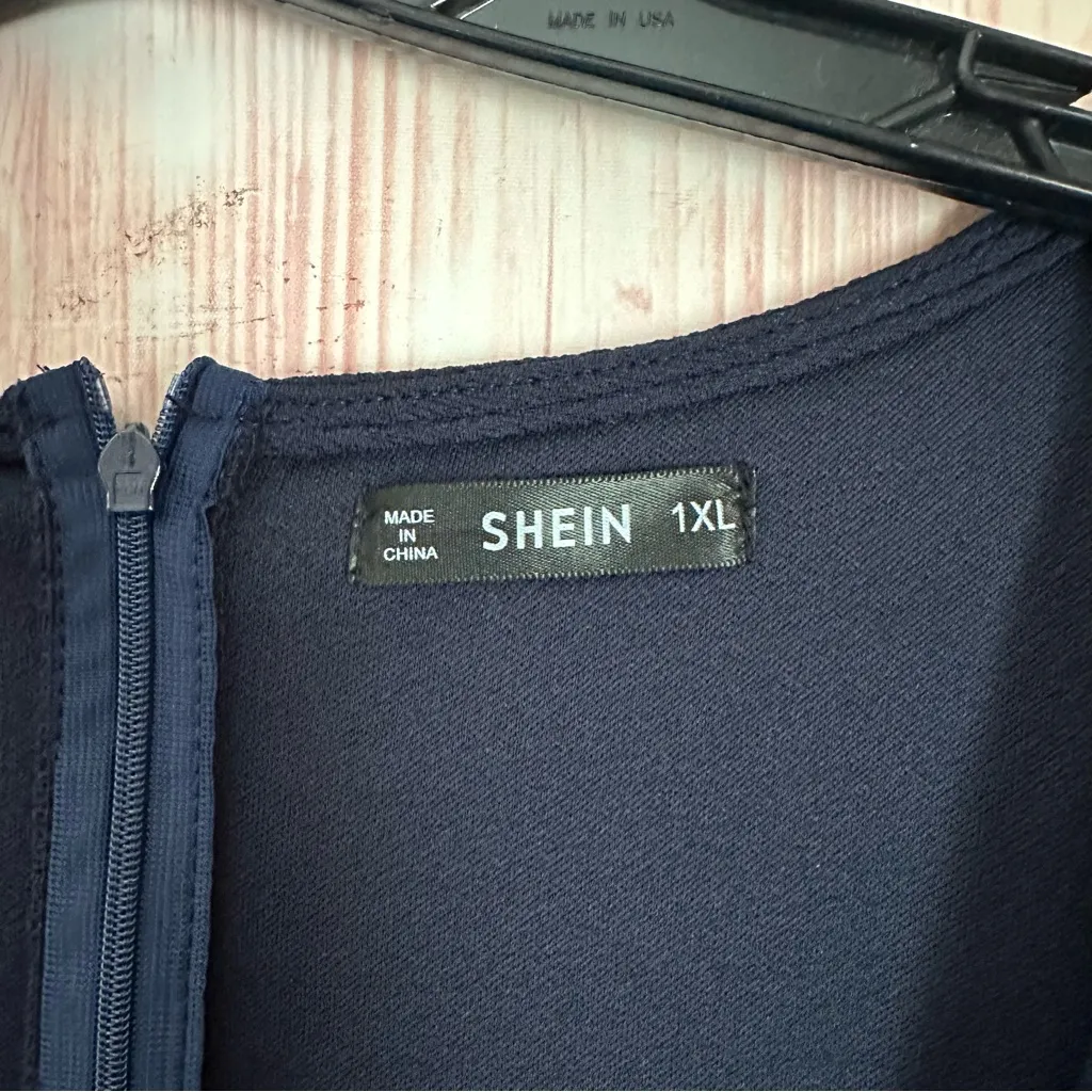 Shein Navy Blue Sweetheart Neckline Long Sleeve Jumpsuit Size 1X - Image 5