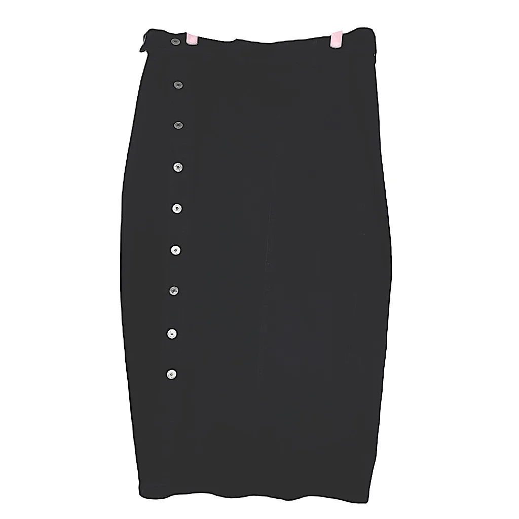 NWOT Button Front Split Denim Midi Skirt – High Waist Slim Fit Pencil Skirt (XL) Black - Image 7