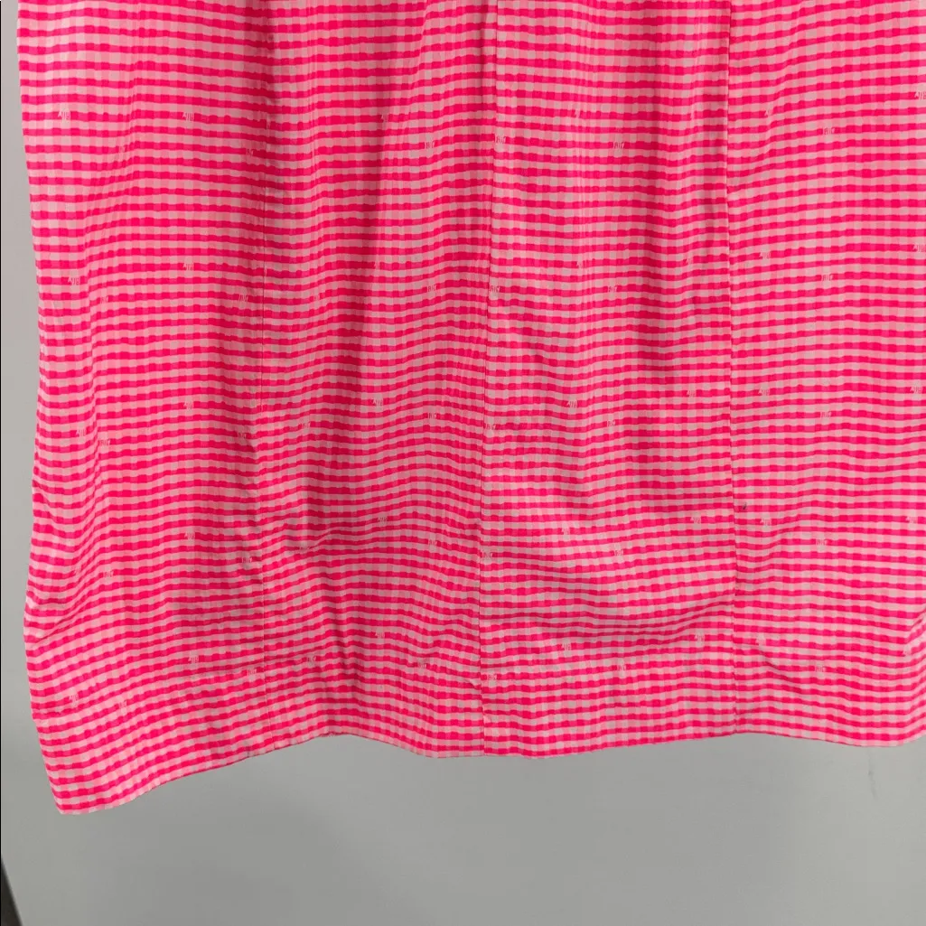 Lilly Pulitzer Lowe Fiesta Pink Pretty Gingham Strapless Peplum Dress 6 neon - Image 10