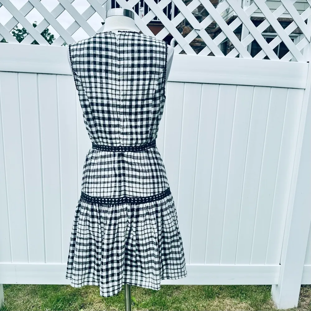 Derhy Women's Ferrure Black & Ivory Checked Jumper Dress Size M - Image 10