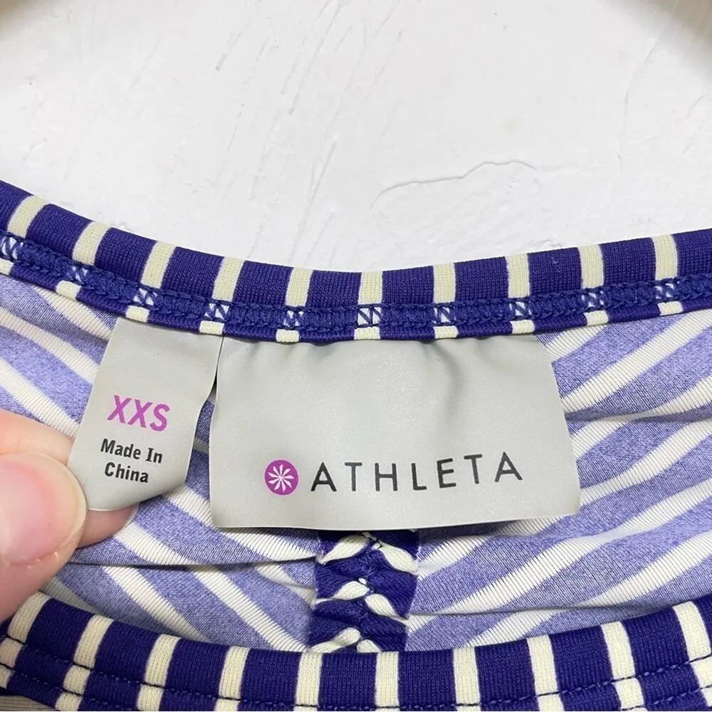 Athleta Blue Striped Long Sleeve Stretchy Tee Shirt Blouse Womens XXS Nautical - Image 5