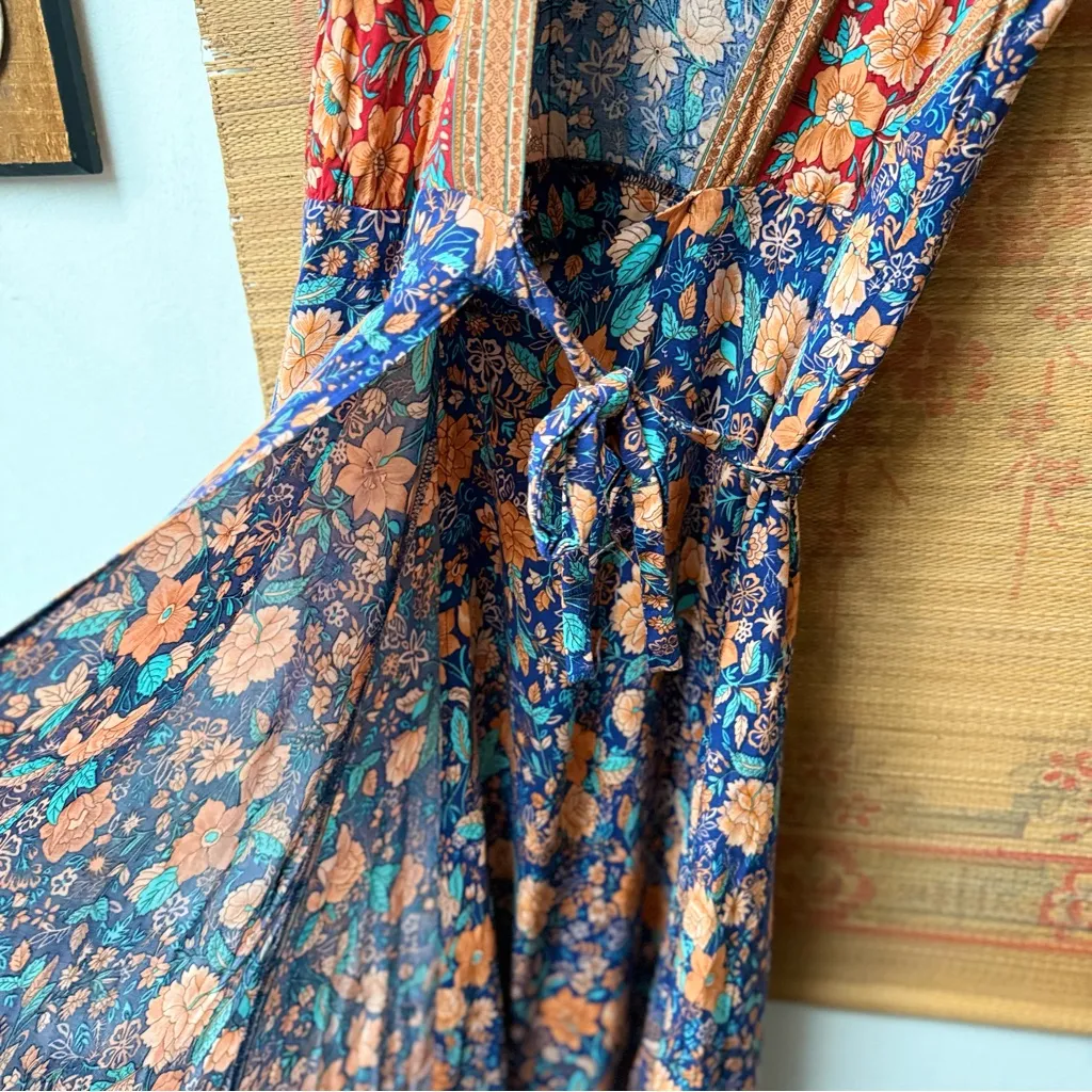 Saints + Secrets Boho Floral V Neck Wrap Midi Dress - Image 5