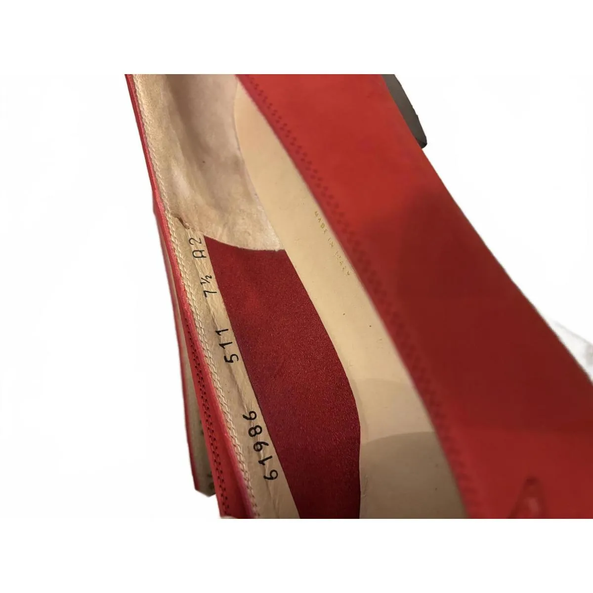 Salvatore Ferragamo Nubuck Red Suede Loafers Gold Buckle - Image 4