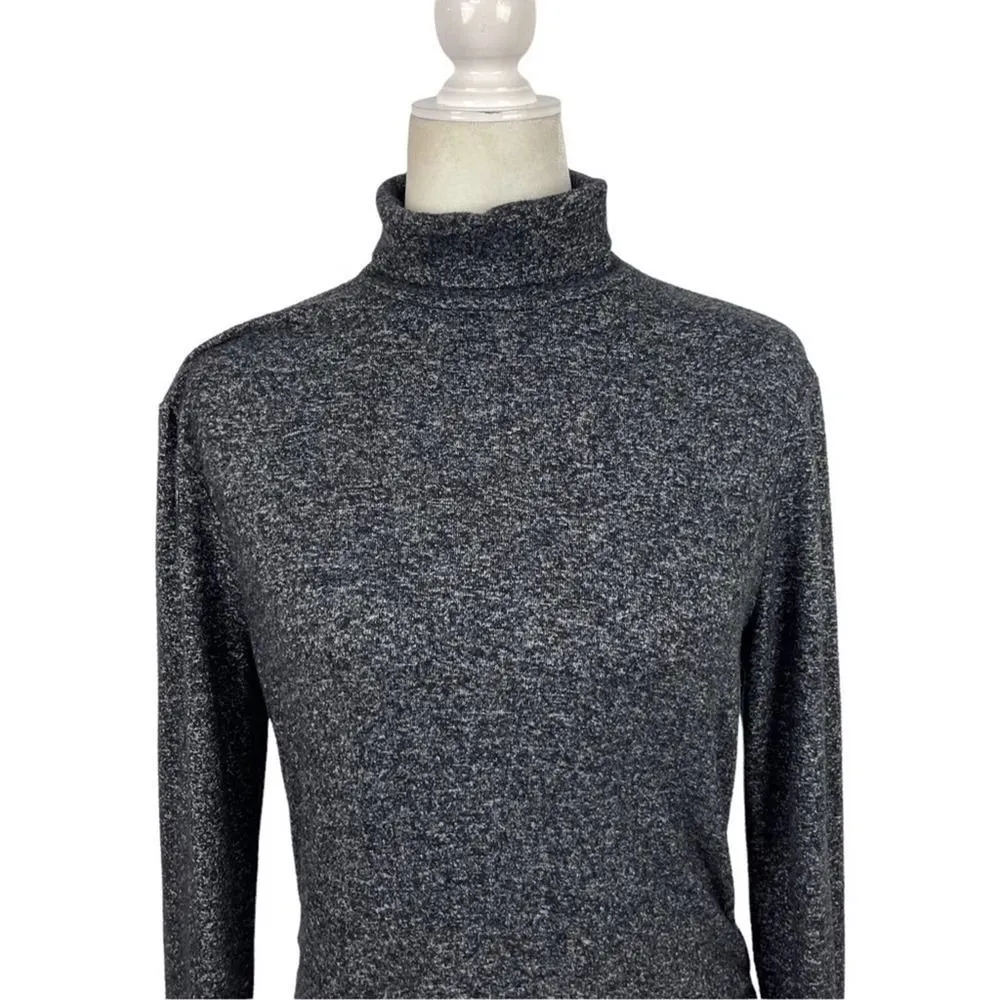 Athleta Malaga Dress Long Sleeve Ruched Sides Heathered Gray Black Womens S - Image 3