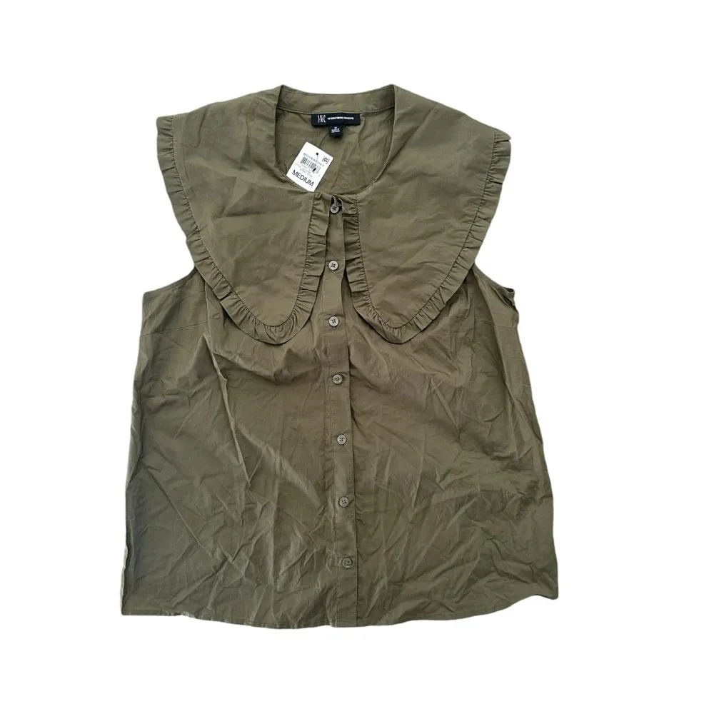 NEW International Concepts INC Burnt Olive Peter Pan Collar Top Size Medium - Image 3