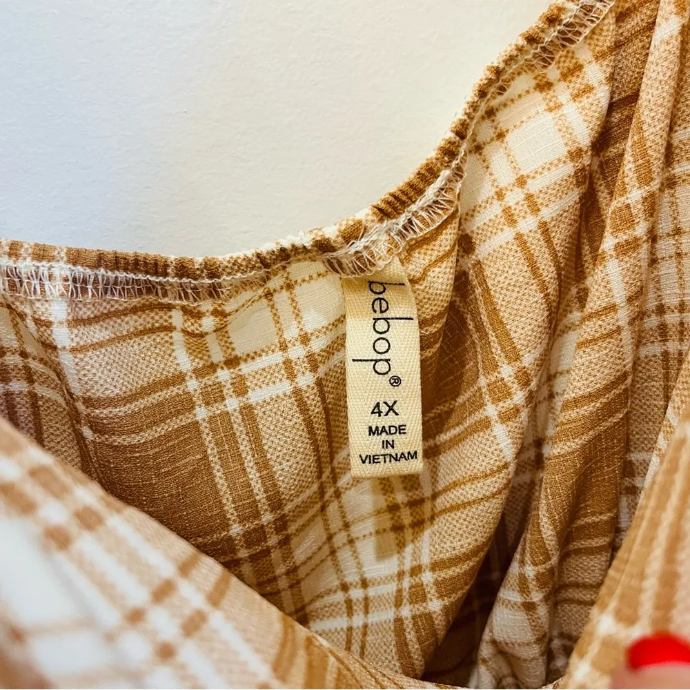 NWT BeBop Joniors' Puff Sleeve Plaid Smocked Dress plus size 4X - Image 5