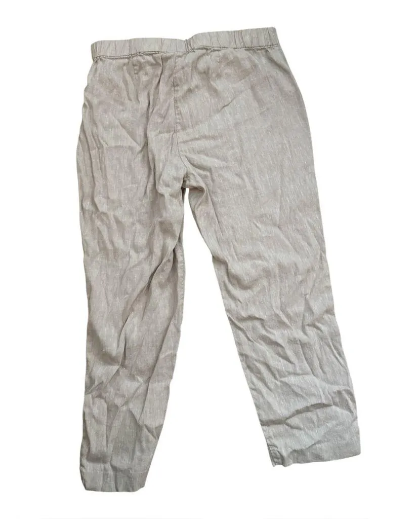 J. Jill Linen Stretch Button Ankle Crop Pants | Tan | Medium - Image 3