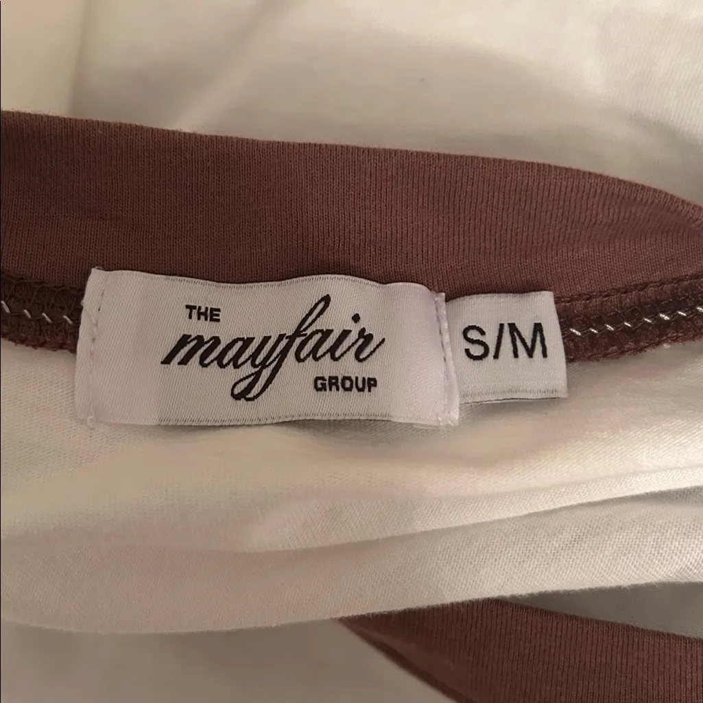 Cutest The Mayfair Group White and Brown Tee - Image 7
