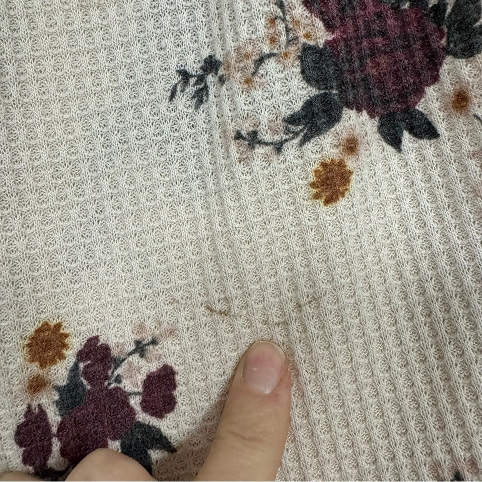 Torrid Cream Floral Thermal Sweater Womens 3X Waffle Knit Fall Boho Snap Up Top - Image 5