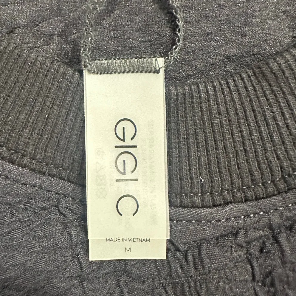 GIGI C Isabella Pullover Top Women's Medium Black Long Sleeve Cropped Textured - Image 6