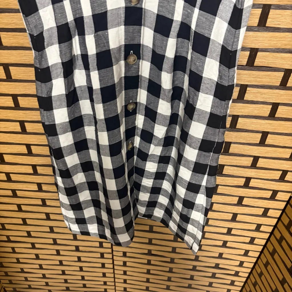 Loft‎ Black And White Plaid Button Front Dress Size 0 - Image 6