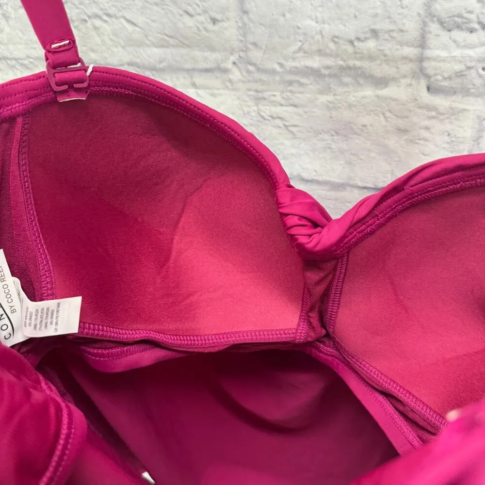 Coco Reef Womens Contours Clarity Bra Sized 12/36C Bandeau Tankini Top Fuschia - Image 8