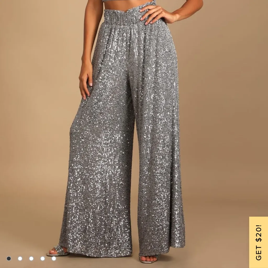 Windsor Silver Sequin Jumpsuit Size XS - Image 5