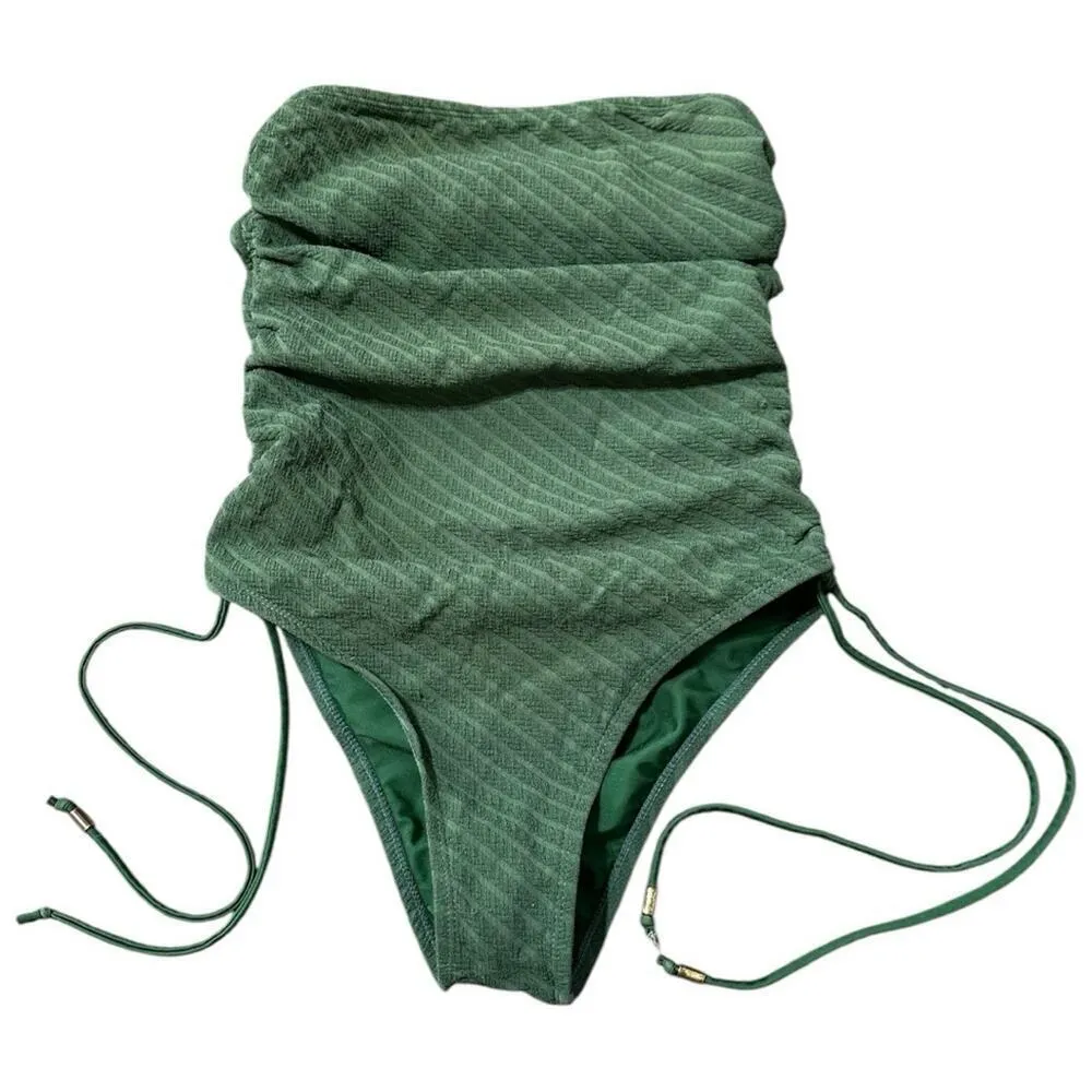 Sister Swim Women’s S Palm Green Gathered Side Drawstring Emily One Piece Suit - Image 3