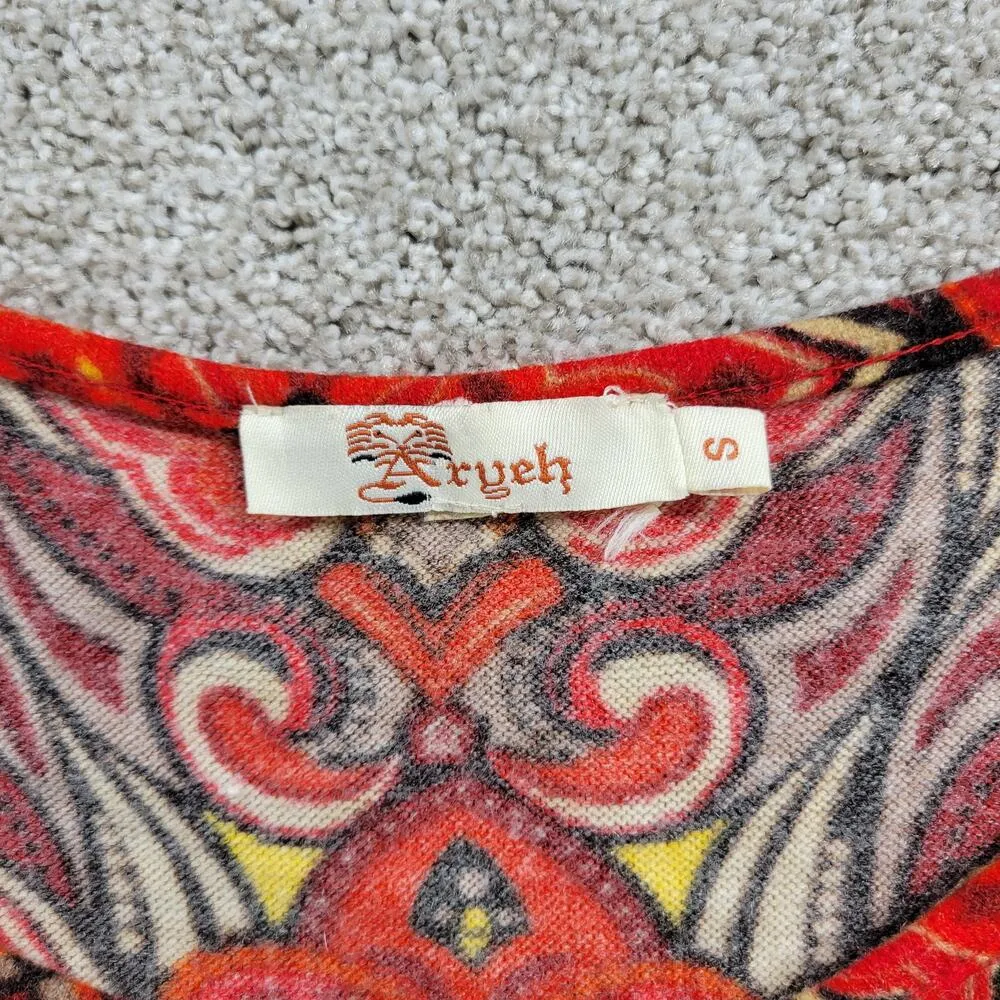 Aryeh Sweater Dress Womens Small Red Inkblot Wool Cashmere Tear Drop Cut Outs - Image 14