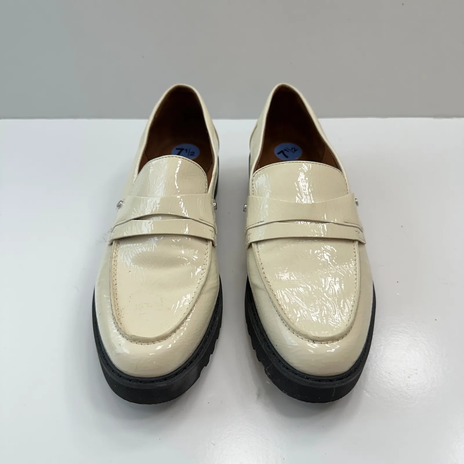 Franco Sarto Cassandra Loafers Lug Sole Platform Patent Leather Cream Women  7.5 - Image 2