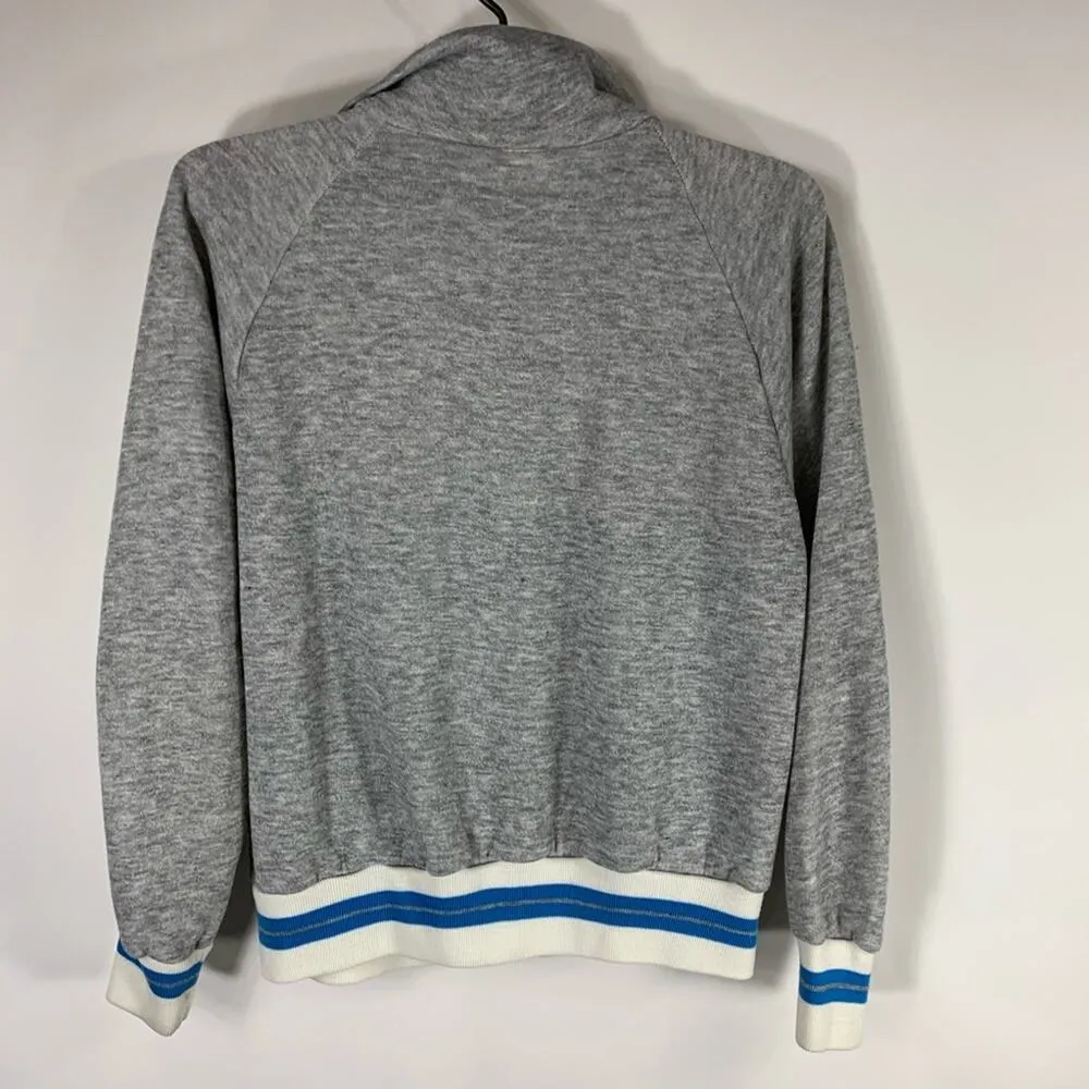 Vintage Grey Zip Front Sweatshirt Sz Large Gray - Image 2