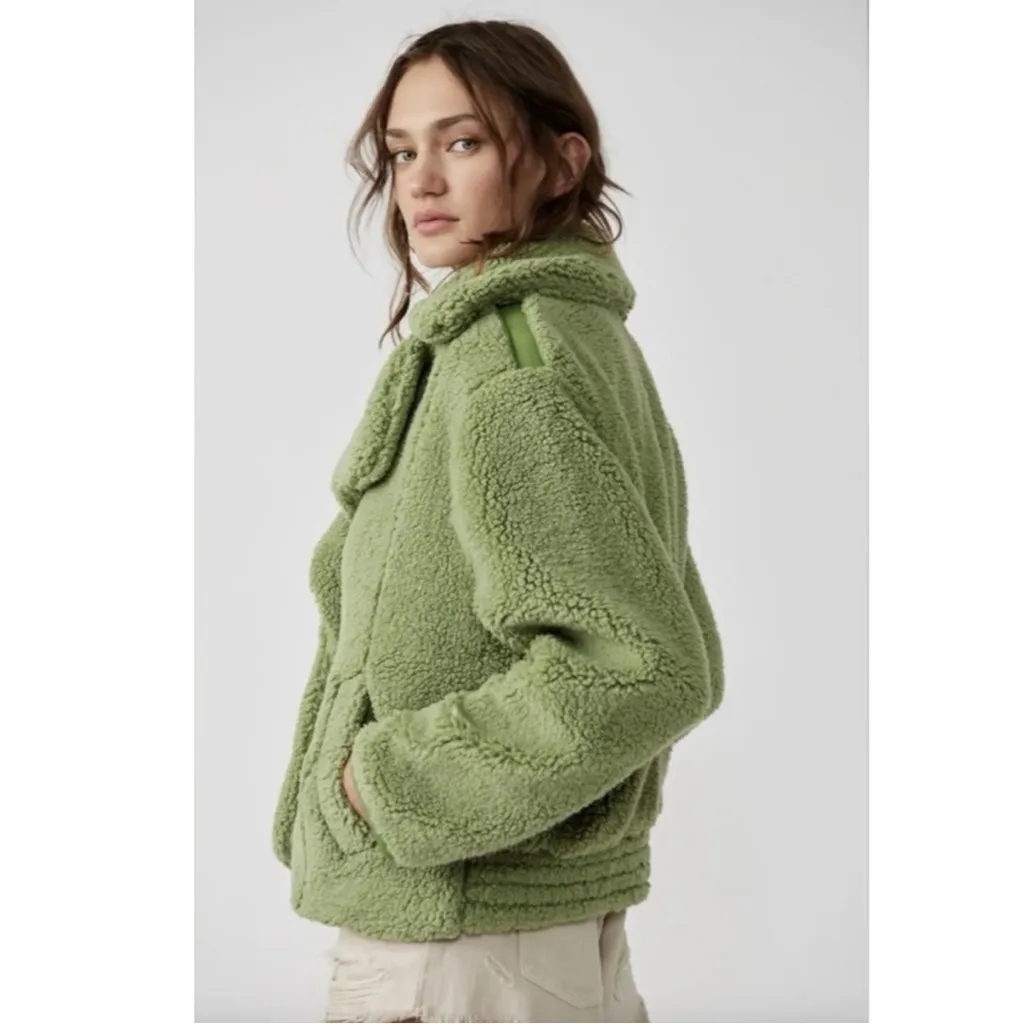 Free People Large Fur Joplin Cozy Jacket Sweet Pistachio Chunky Teddy Oversized - Image 2