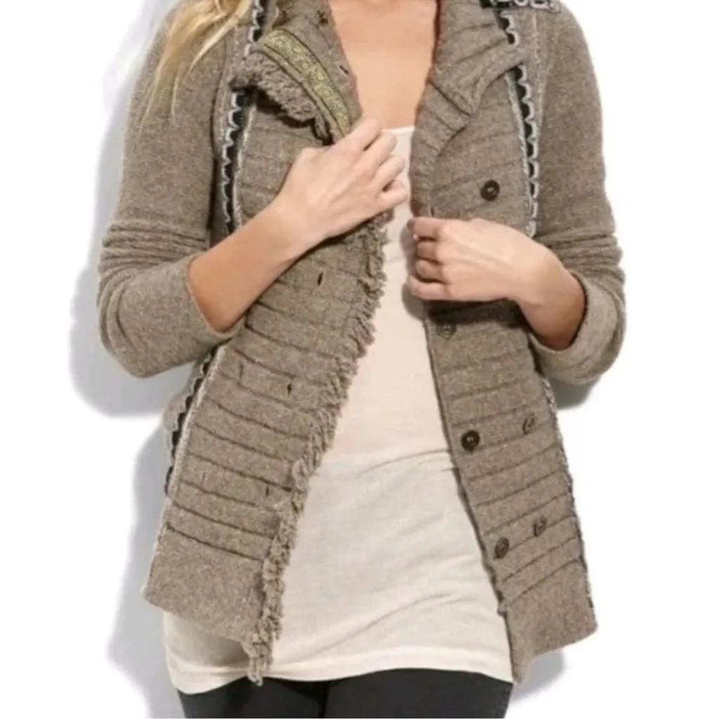 Free People Cuddle Bear Admiral Sweater Double Breasted Button Front Womens XS - Image 2