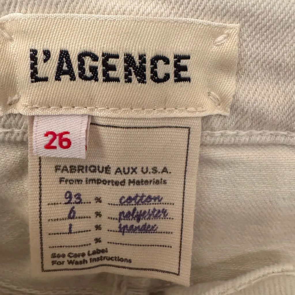 Lagence Sada Raw Hem Ankle Slim Cropped Women’s Cotton Cream Jeans Size 26 - Image 10