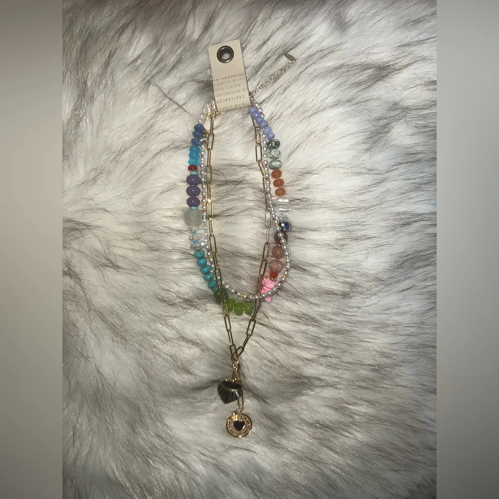 NWT Anthropologie Icon LayerNecklace Always In My Heart Necklace 14K Gold Plated - Image 5